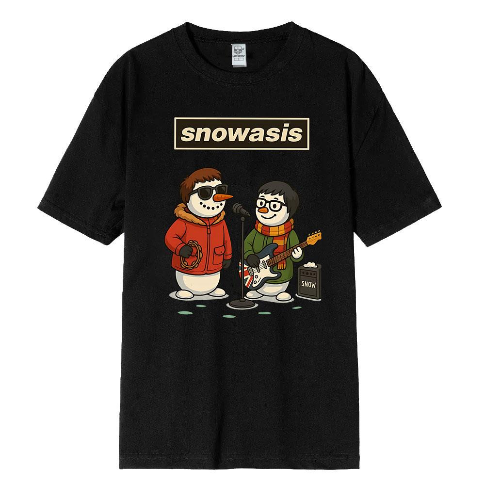 Snowasis Christmas TShirt Funny Snowman Band Shirt Festive Music Lover Tees Harajuku High Quality Cotton Tops Streetwear