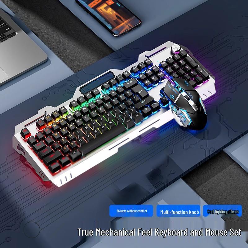 Механическая проводная клавиатура и мышь K2 для киберспорта, офиса и игр.