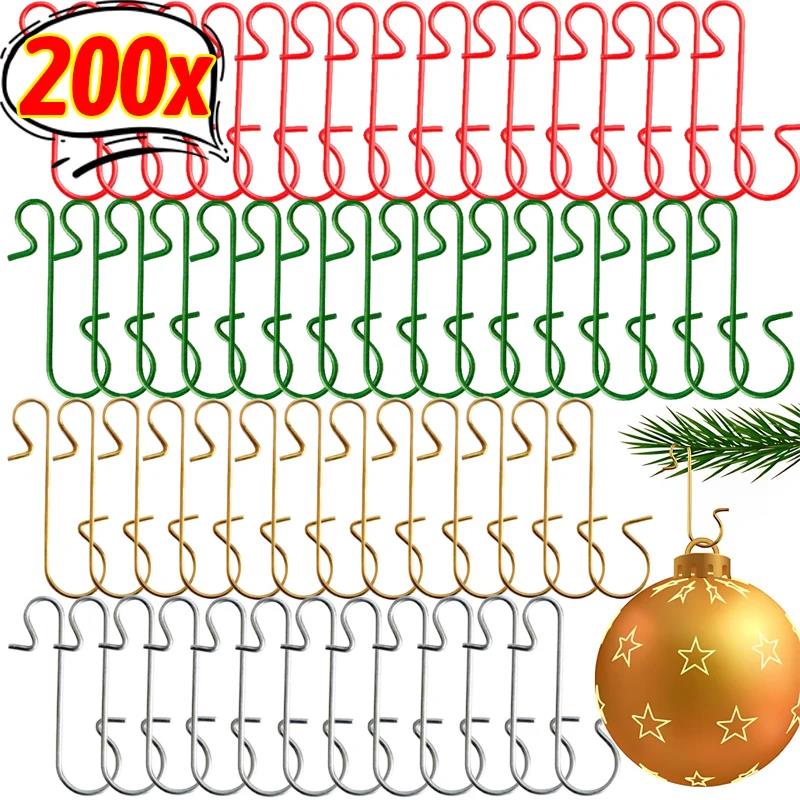 200/50PCS Christmas Ornaments Hooks Colorful Xmas Tree Decor Hanger Hook for Christmas Ball New Year Party Decoration Supplies 7