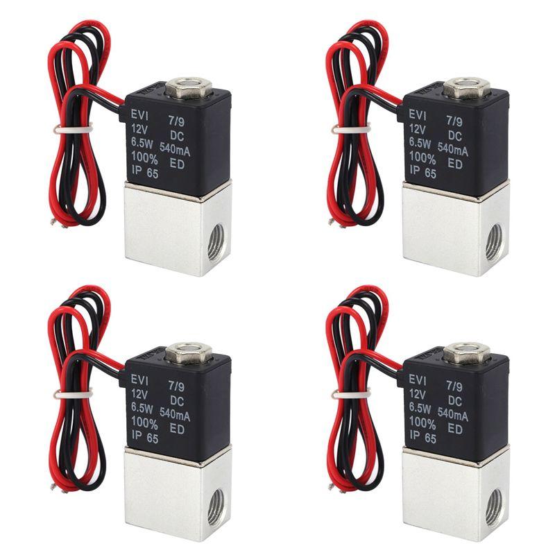 VOFUN-4X DC12V Электромагнитный клапан 1/4 дюйма 2-ходовой Нормально закрытый Прямого действия Пневматические клапаны Для воды Воздуха Газа