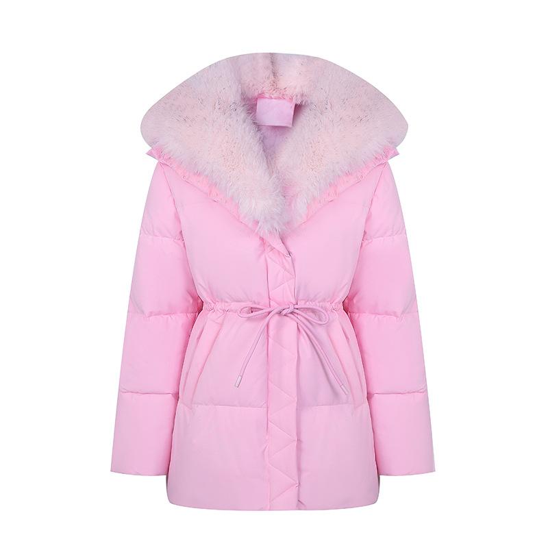 Fashion loose waist and thin big fur collar down cotton-padded clothes women's high-end warm winter thickened cotton-padded jacket