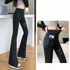 Thin Hollow Out Mesh Flare Pants Women Summer High Waist Yoga Pants Comfortable Shaping