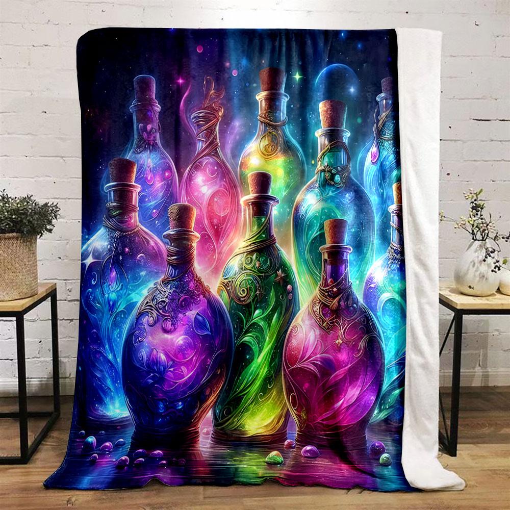 Enchanting Colorful Potion Bottles Art print blanket soft and cozy perfect for the living room bed sofa or a nap,gift