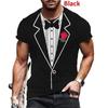 Модные модели Летний костюм с принтом банта Мужская футболка Фрак Галстук Мода Короткий рукав Круглый вырез Плюс Размер Удобный