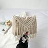 Fashion Cotton Woven Hollow Shoulder Crossbdoy Bags Female Summer Beach Bag Travel Small Tassel Handbag