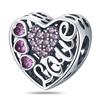 S925 Silver Charm Pendant Beads Romantic Heart Rose Beads DIY Jewelry Bracelet Accessories