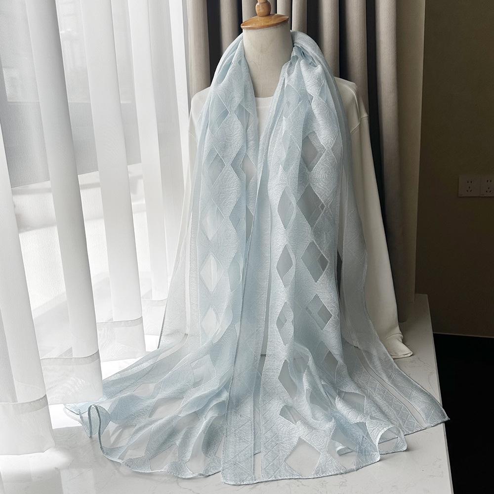 Gradient Color Block Bamboo Yarn Scarf for Women - Japanese Korean Mori Girl Style, Autumn Winter Cotton Linen Flax Shawl