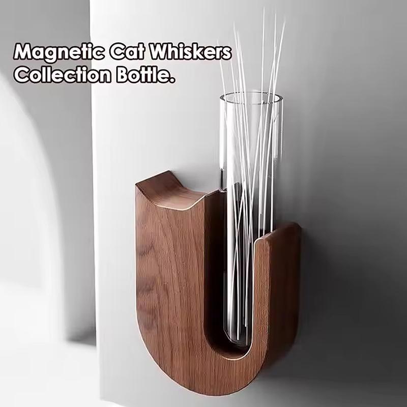 Cat Whisker Vase Pet Whisker Vase Fridge Magnet Wooden And Glass Pet Hair Beard Collector Pets Souvenir Gift Home Decor