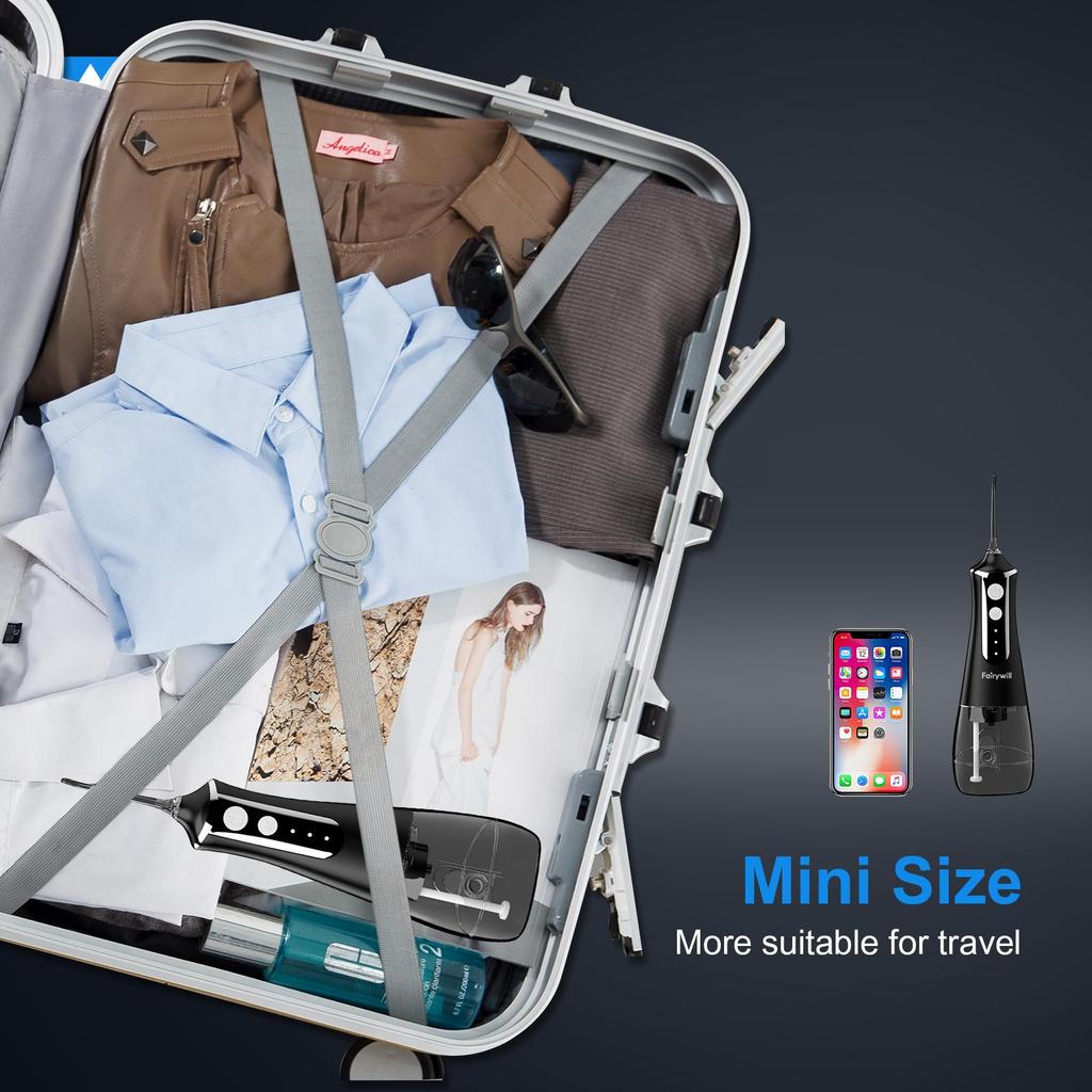 Портативный ирригатор для полости рта 300 мл, резервуар для воды, интерфейс зарядки Type-C, 3 режима, 5 сменных насадок, L10 KTY