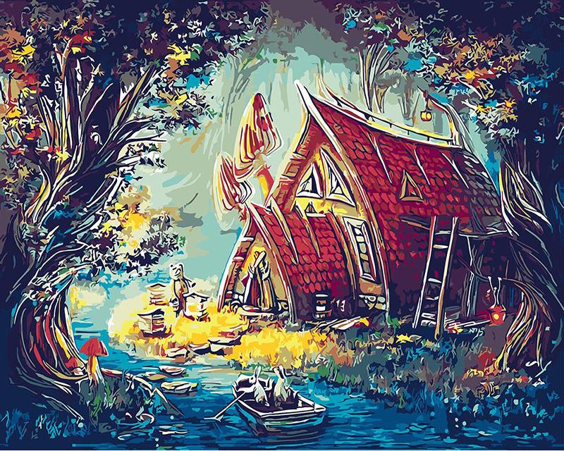 Полный квадратный/круглый алмазная живопись Деревенский дом Пейзаж Животное 5D Алмазная вышивка Мультфильм Городской уличный дом Стразы Мозаика Набор для рукоделия