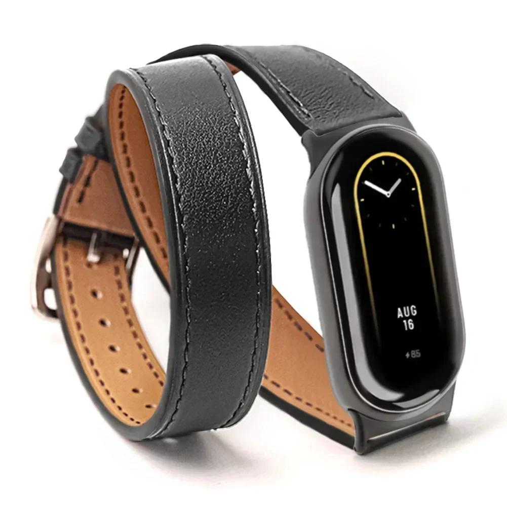 Для Mi Band 8 Ремешок Кожаный ремешок Для Xiaomi Mi Band 9 Ремешок на запястье Correa Часы Замена Miband 9 NFC Спортивный браслет Pulseira