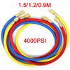 4000psi R410A 1,5 м/1,2 м/0,9 м Шланг для хладагента для кондиционирования воздуха Подходит для R410A 3-ходовые шланги для заправки кондиционера Трубка 1/4 резьба 5/16 дюйма