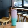 with Straw Gradient Thermos Cup Cold Hot Mugs Car Cup Milk Stainless Steel Insulated Cup  Travel