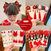 Tassel Children Wig Hairpin Flower Red Bow Hairpin Lovely Chinese New Year Headwear  Baby