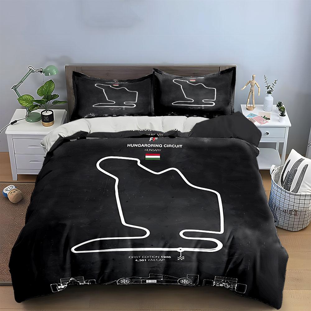 Hungaroring Circuit Map Bedding Duvet Cover Set Duvet Cover Pillowcases (1*Duvet Cover 2*Pillowcases, without duvet insert)