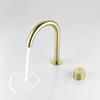 Brass Brushed Gold Bathroom Basin Faucet Single Lever 360 Rotation Spout Lavatory Tap Gun Gray Double Hole Mixer Sink Faucet