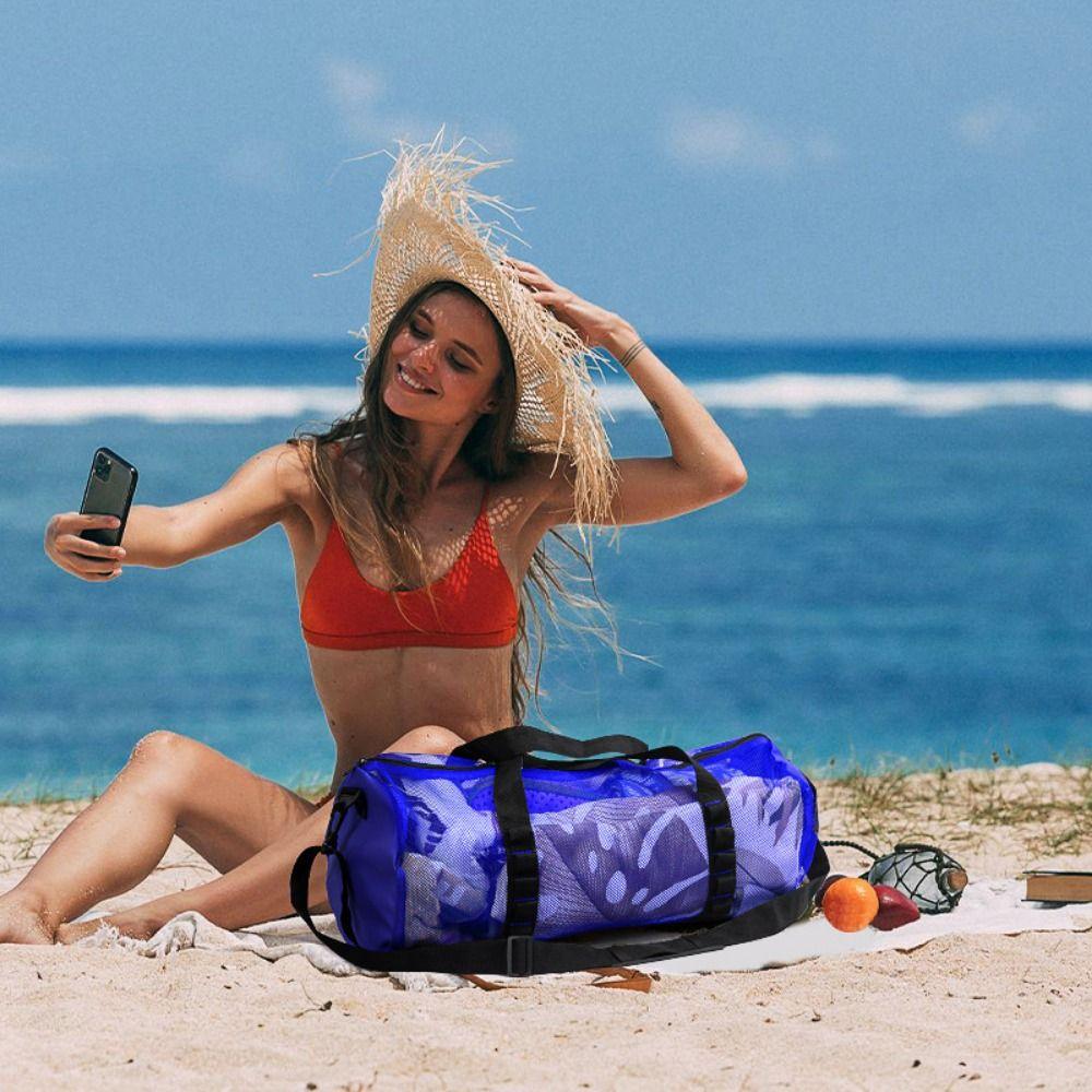 Foldable Mesh Travel Duffle Adjust Shoulder Strap Dive Gear Pouch  Beach Activities