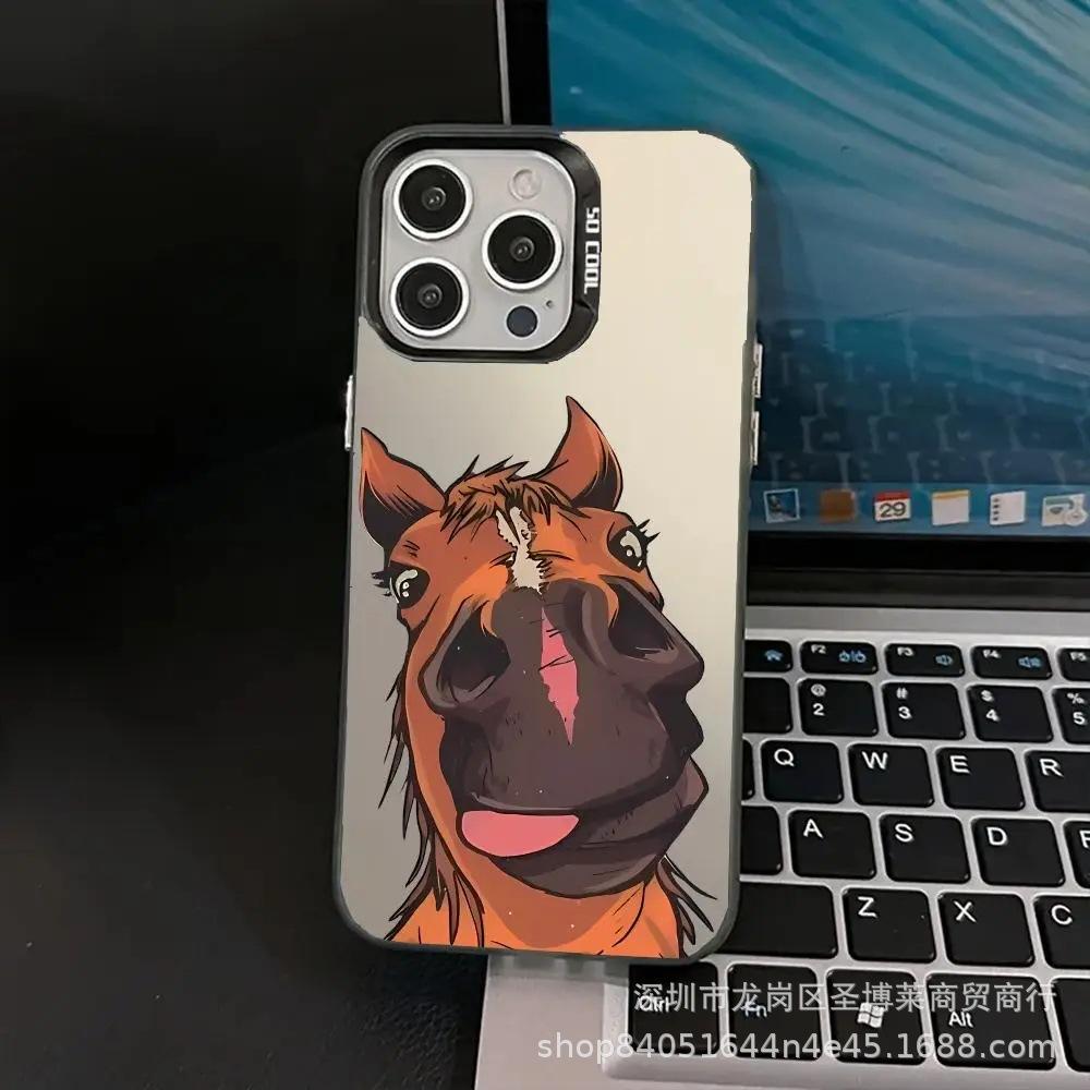 Язык лошади для Apple 15 цвет серебристый iPhone14promax креативный 13/11 матовый 16 защитный чехол 17