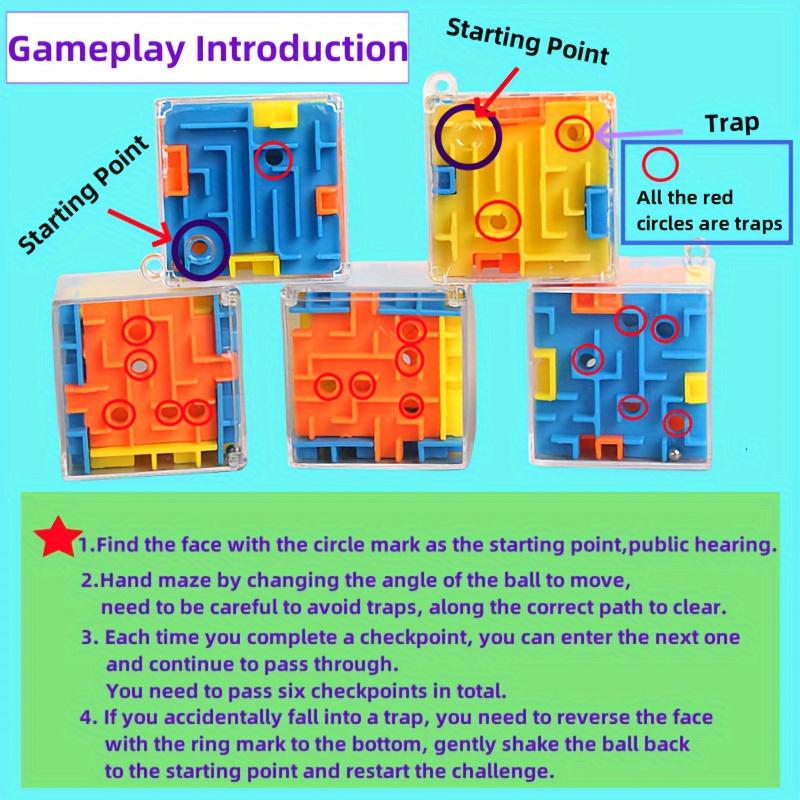 Прозрачный 3D-куб-головоломка-лабиринт с катящимся шариком - забавная игрушка для снятия стресса для детей