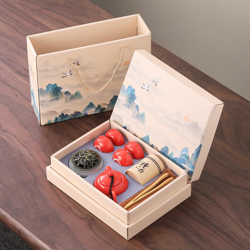 New Year's Day company activities send customers practical souvenirs business sets travel tea sets incense burner combination gifts