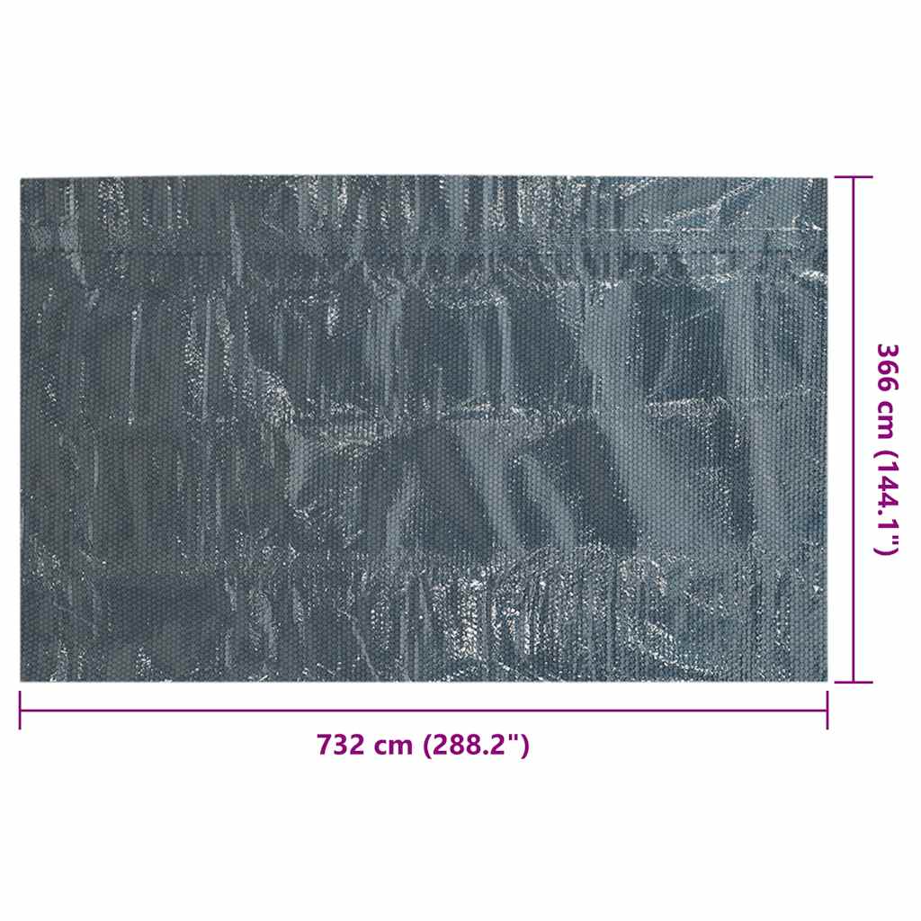 vidaXL Treibende Pool-Solarplane PE 732x366 cm Schwarz und Blau