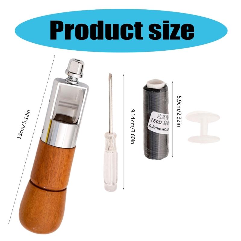 Leather Sewing Awls Tool Quick Stitcher Tool Including Needle Tip, Sewing Thread & Screwdriver, for Leather Working