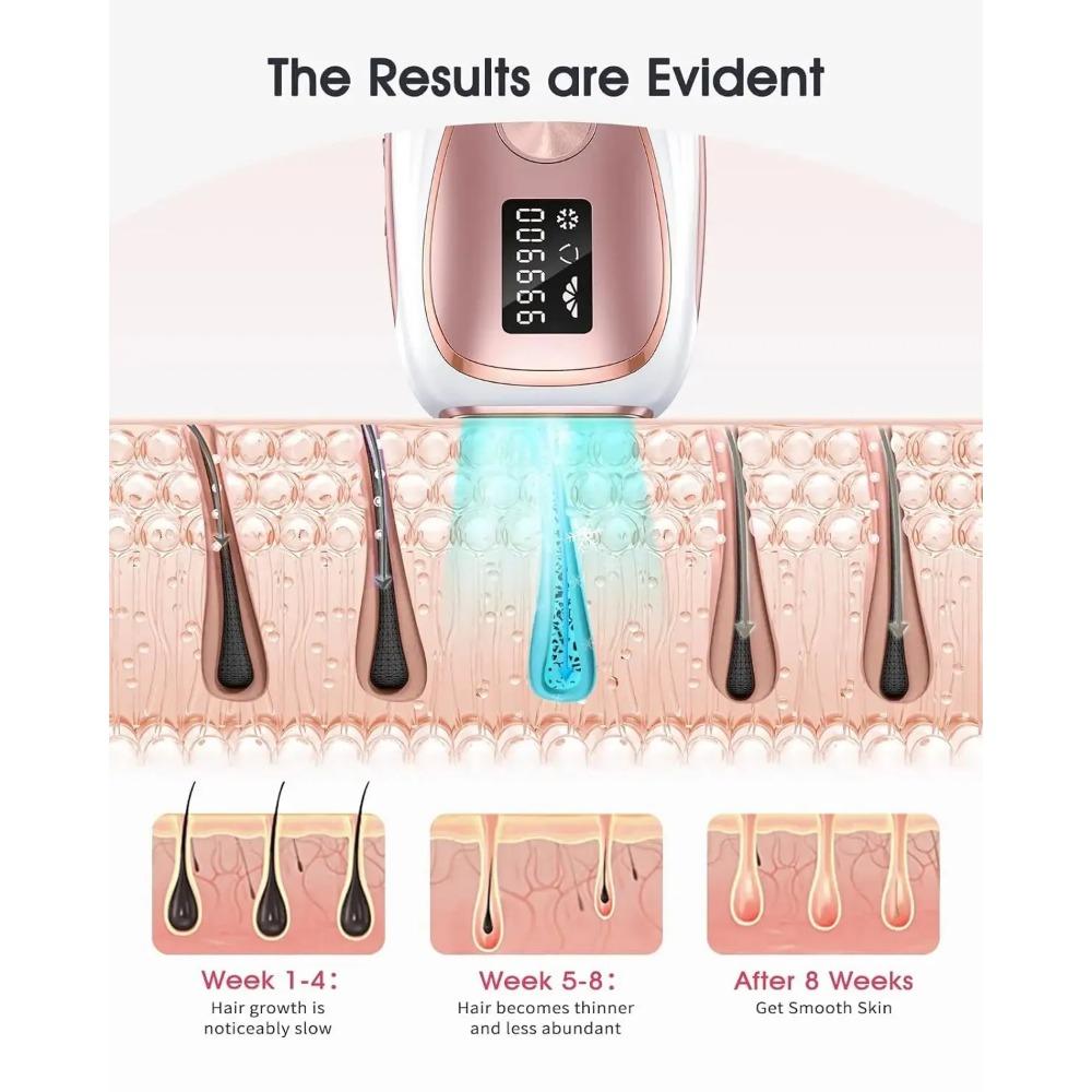 Лазерная эпиляция с ледяным охлаждением - 999900 вспышек в домашних условиях Постоянное безболезненное устройство для удаления волос IPL всего тела для женщин и мужчин