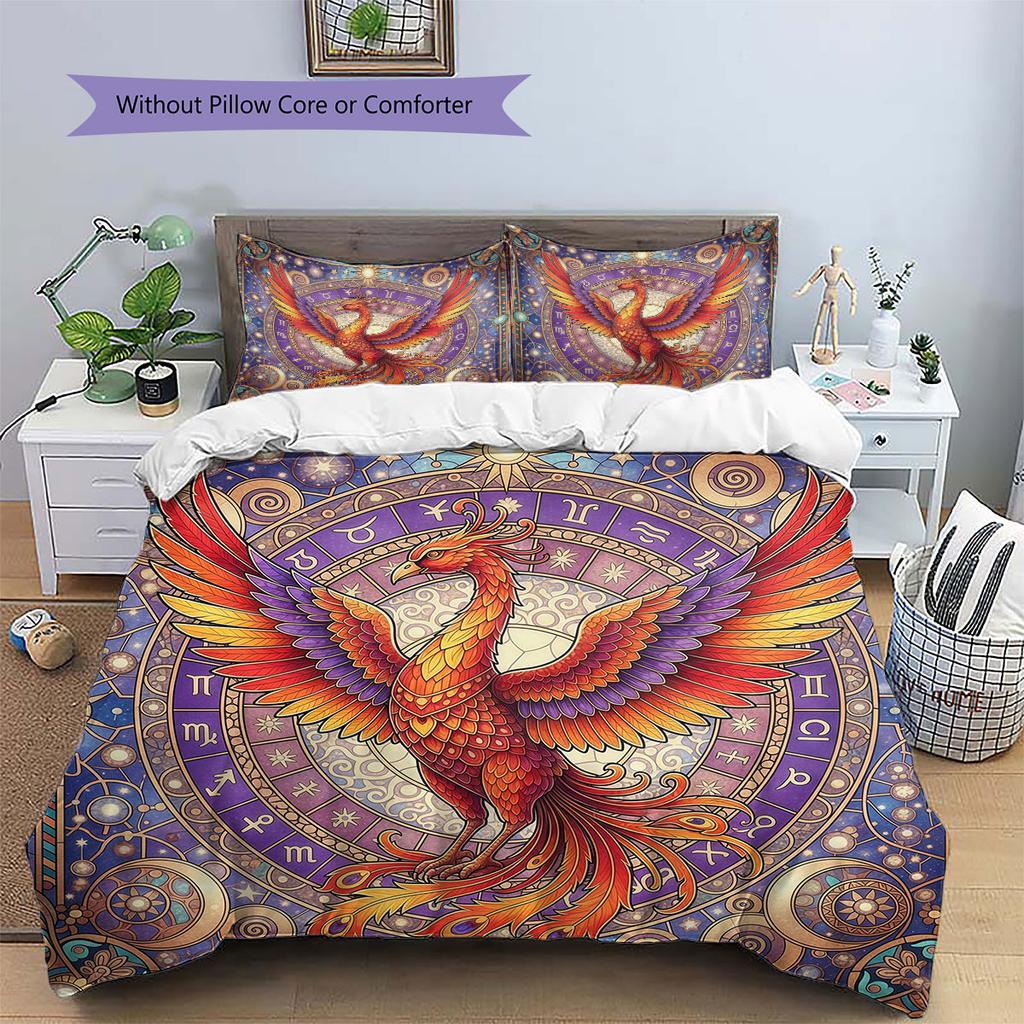 SparklingPlanetBirds Pattern Bedding Quilt Set Quilt Cover Pillowcase Home Decoration Birthday Gift (1 * duvet cover + 2 * pillowcase, without core)