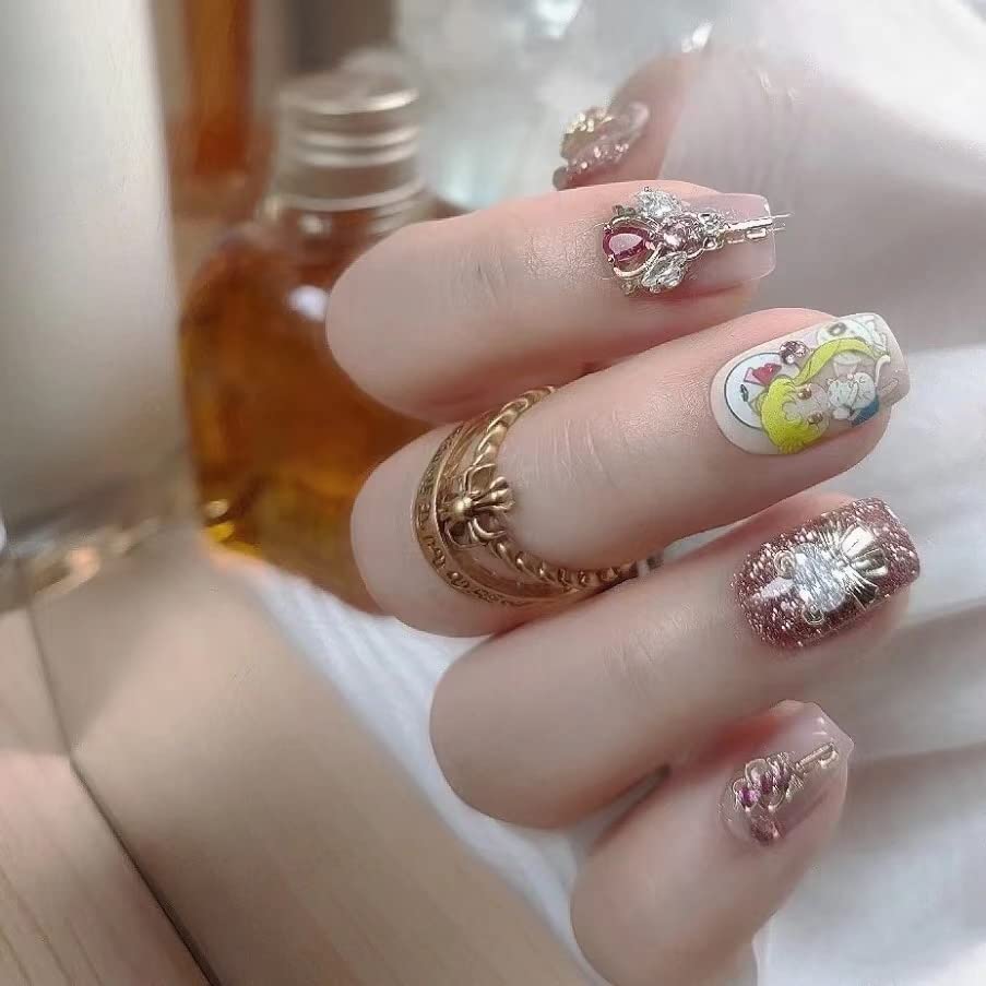 Новые 5D тисненые наклейки для ногтей в стиле аниме «Сейлор Мун», детские мультяшные наклейки с принцессой, аниме «Сейлор Мун», 4 штуки Сейлор