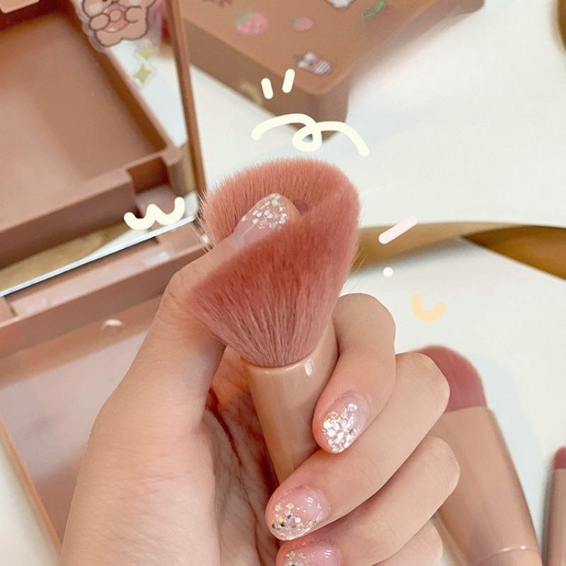 Travel 5 Mirror Box Makeup Brush Set Portable Multi-function Powder Brush Powder Blusher Beauty Tool