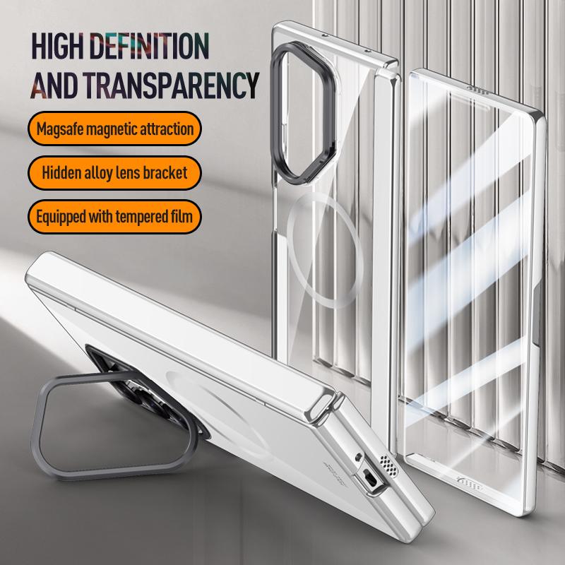 For Samsung Galaxy Z Fold 6 Magsafe Case Transparent Hinge All-inclusive Folding Shockproof Magnetic Wireless Charging Cover