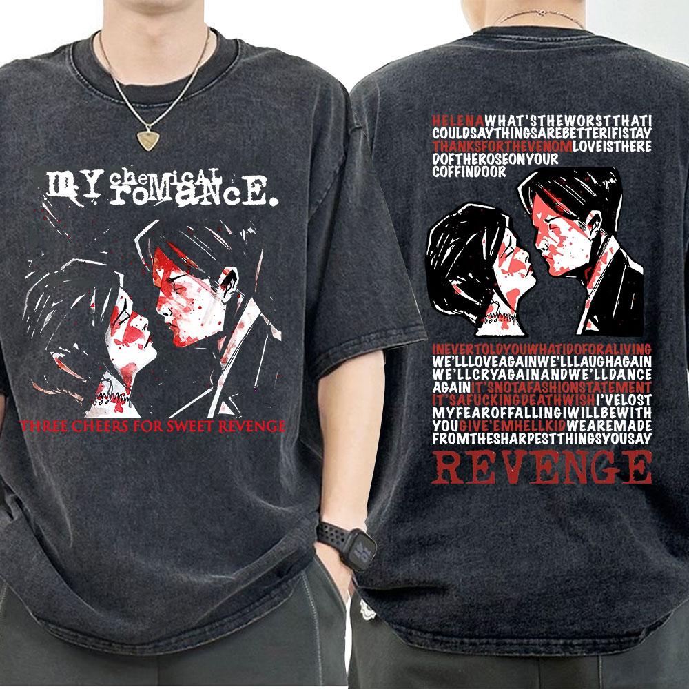 My Chemical Romance MCR Группа Стирка Футболка The Black Parade Панк Готика Винтажные Футболки Мужские Женские Хлопок Оверсайз Футболки