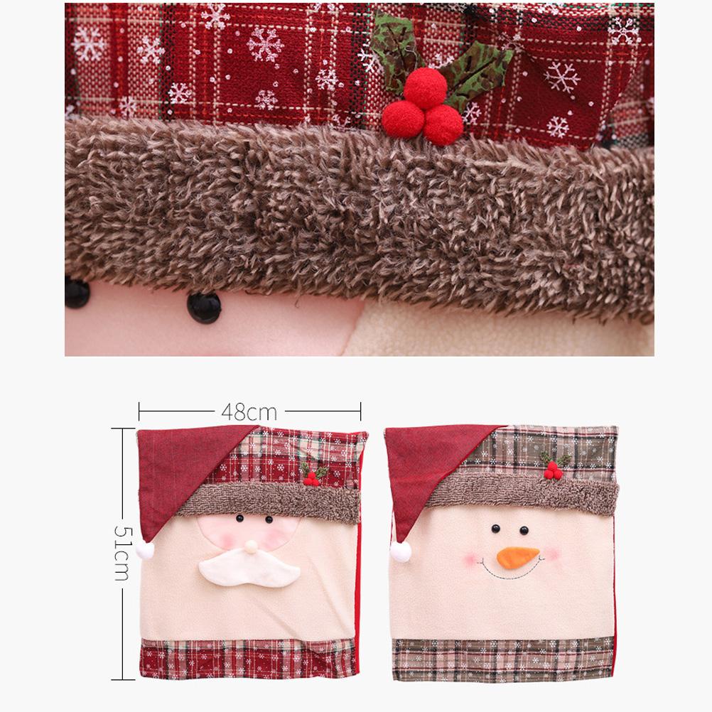 Christmas Chair Cover Snowflake Plaid Snowman Square Seat Slipcover Home Decor 1pc