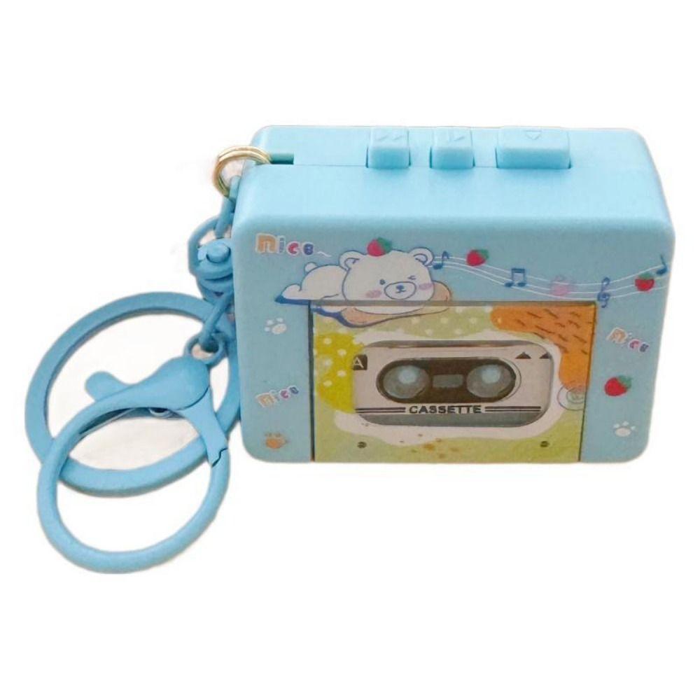 With music Retro Tape Recorder Keychain Cassette Recorder Recording Music Box Pendant   Backpack