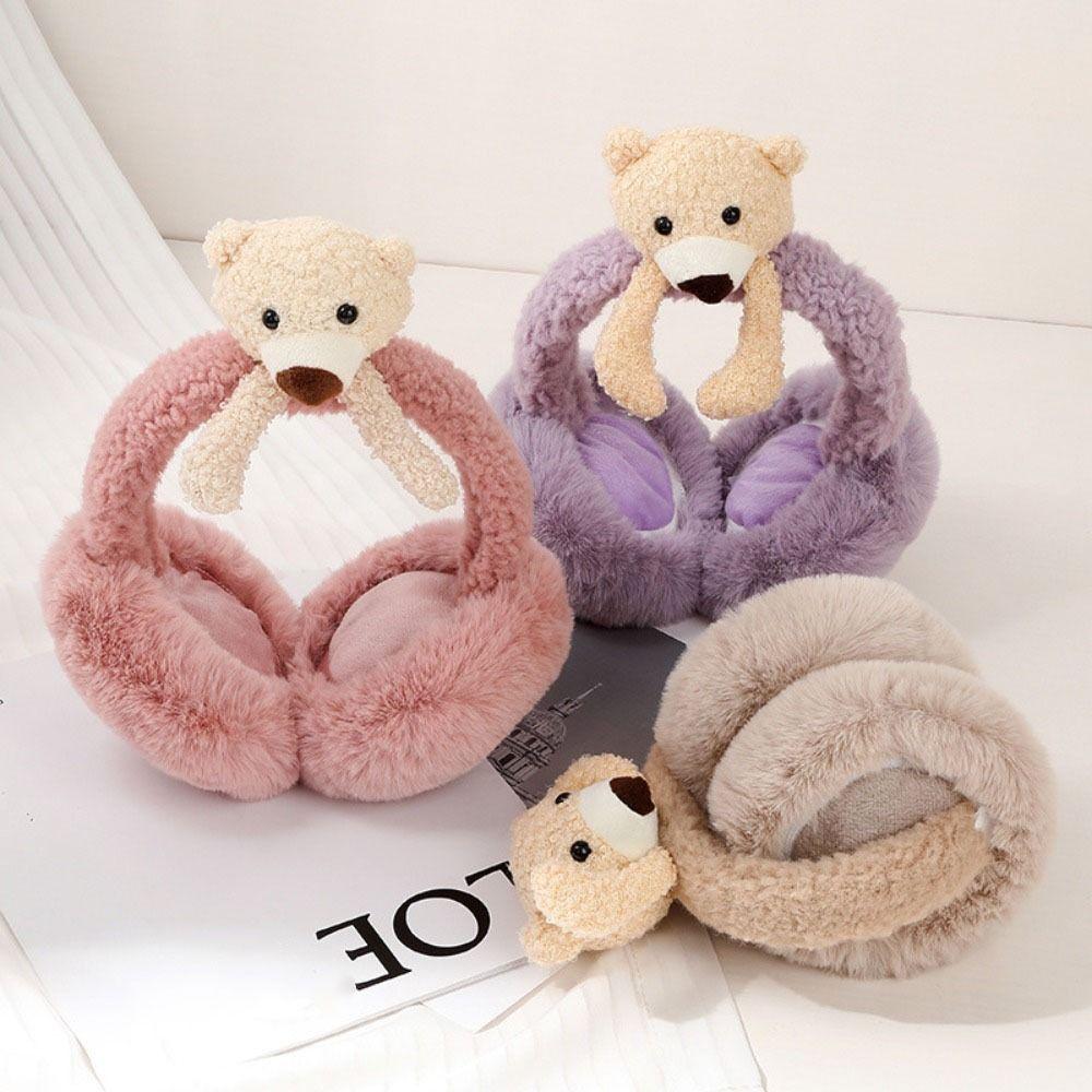 Soft For Children Stuffed Funny Unisex Female Ear Flap Bear Shape Earwarmer Cute Cartoon Earmuff