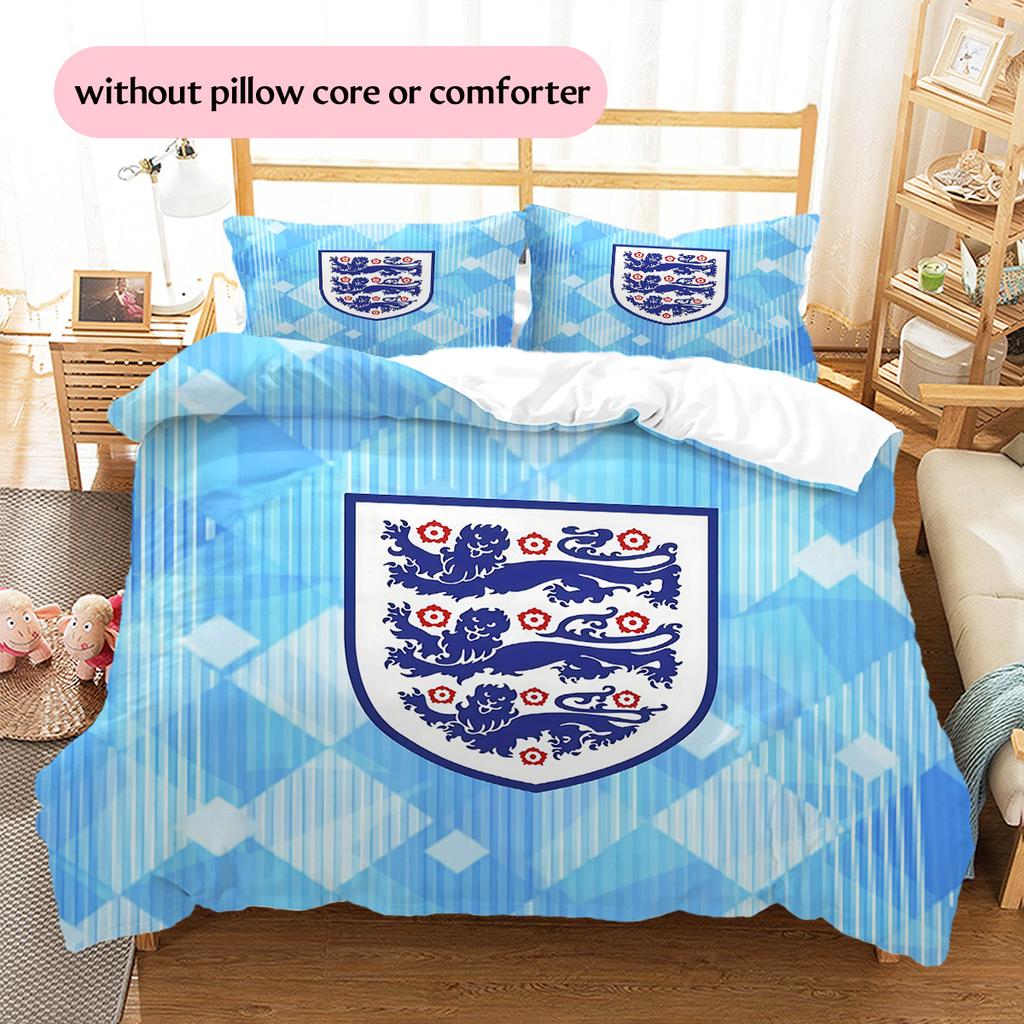 England National Men's Football Team Pattern Bedding Quilt Set Home Decoration Gift (1 * duvet cover + 2 * pillowcase without core)