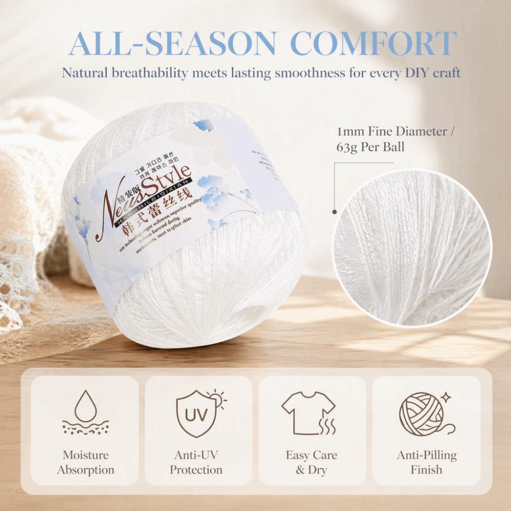 2pcs Cotton Material Crochet Yarn Light Thin Line Lace Line Cotton For Hand Embroidery