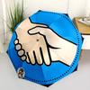 1pc Handshake Icon Fashionable Automatic Opening/Closing Folding Umbrella with 8 Iron Bones, Plastic Handle yy251015049