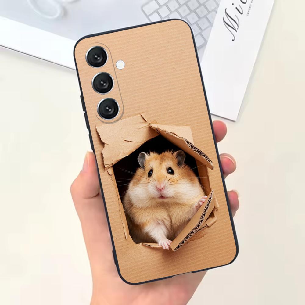 Милый Чехол для Телефона с Мышью, Крысой, Хомяком для Samsung Galaxy A13, A21s, A22, A31, A32, A52, A53, A71, A80, Мягкий Черный Корпус