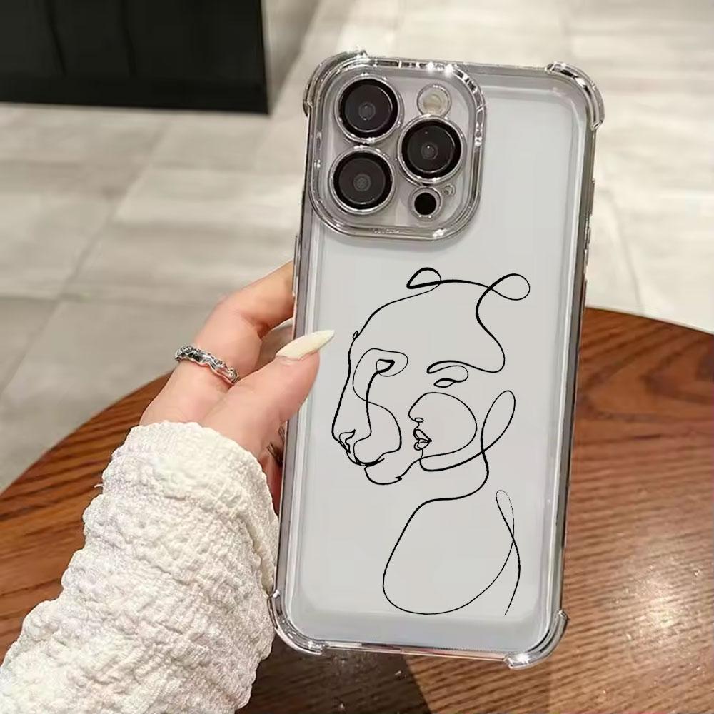 Животное Женщина Девушка Лицо Линия Funda Для iPhone 17 Pro 16 15 14 13 12 11 Pro Max Чехол 17 Plus 17E 16E 17Air Силиконовый Чехол для Телефона