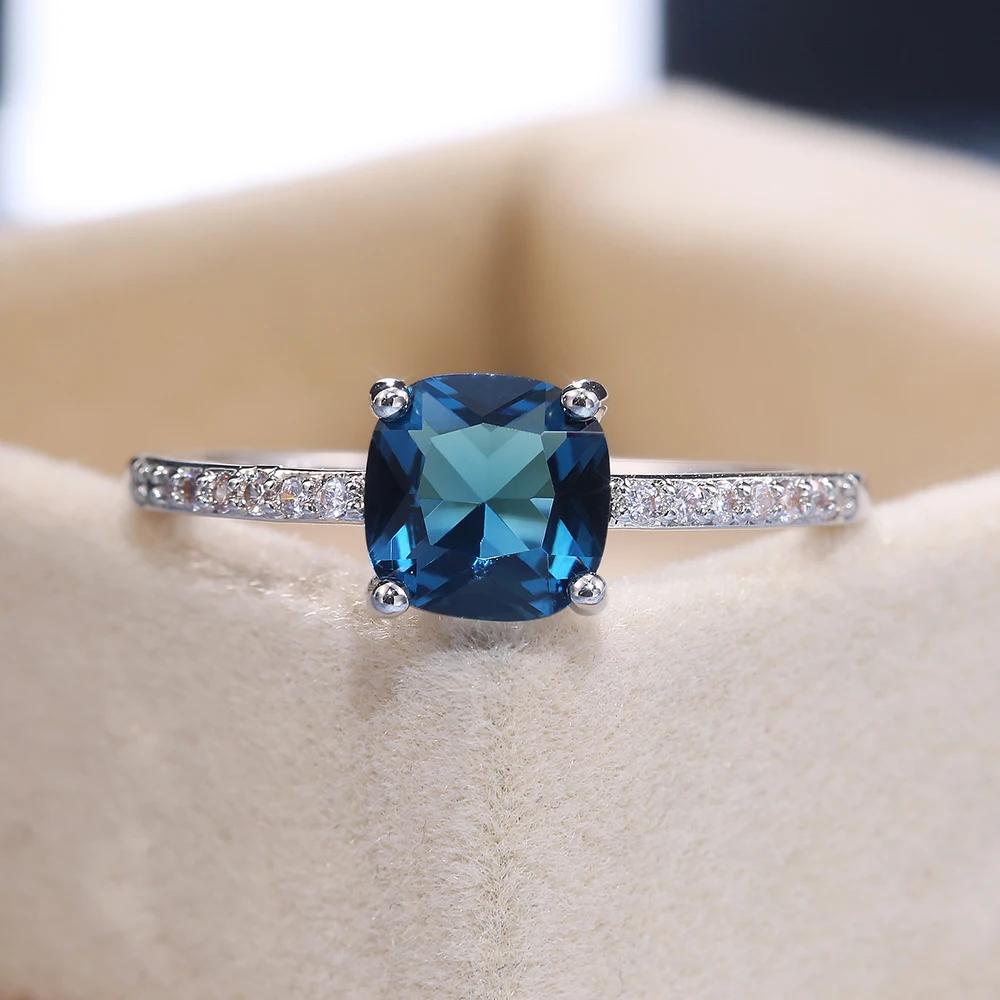 Huitan Blue Series Женское кольцо 4 цвета Доступно Обручальное кольцо Ювелирные изделия Серебряное покрытие Простое обручальное кольцо Подарок на годовщину