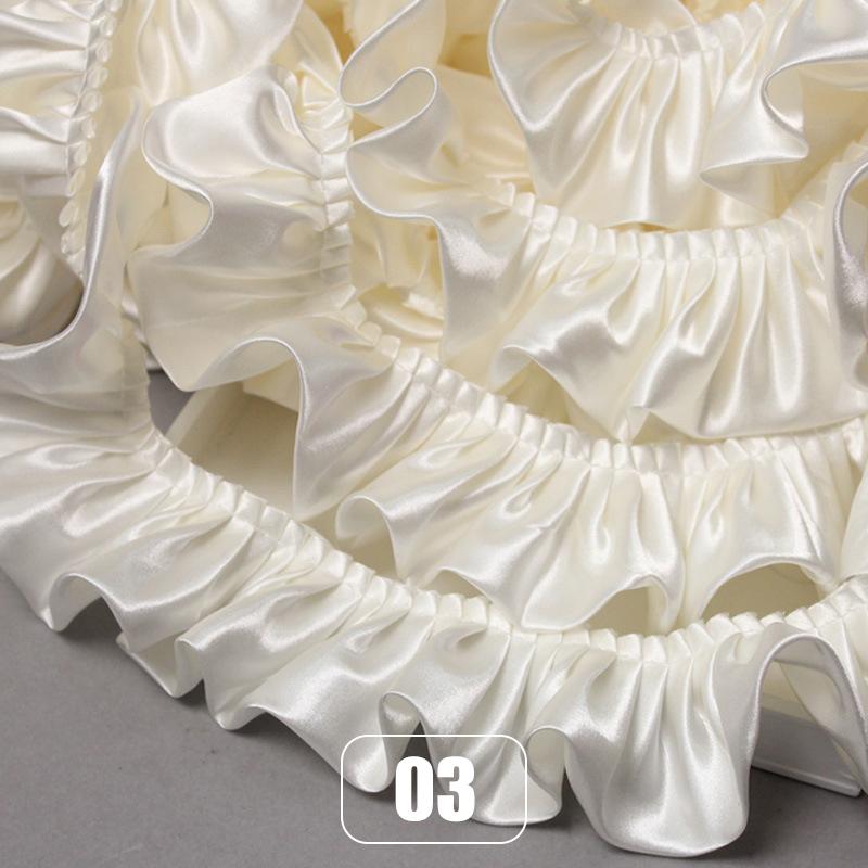 10 м Двухслойная оборка с кружевной отделкой, блестящая атласная плиссированная лента, кромка ткани, подгиб для свадебного платья, кукольного платья, DIY детское шитье, рукоделие