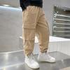 Boys' Cargo Pants - Spring/Autumn 2024, Stylish Casual Cotton for Kids, Middle & Big Children.