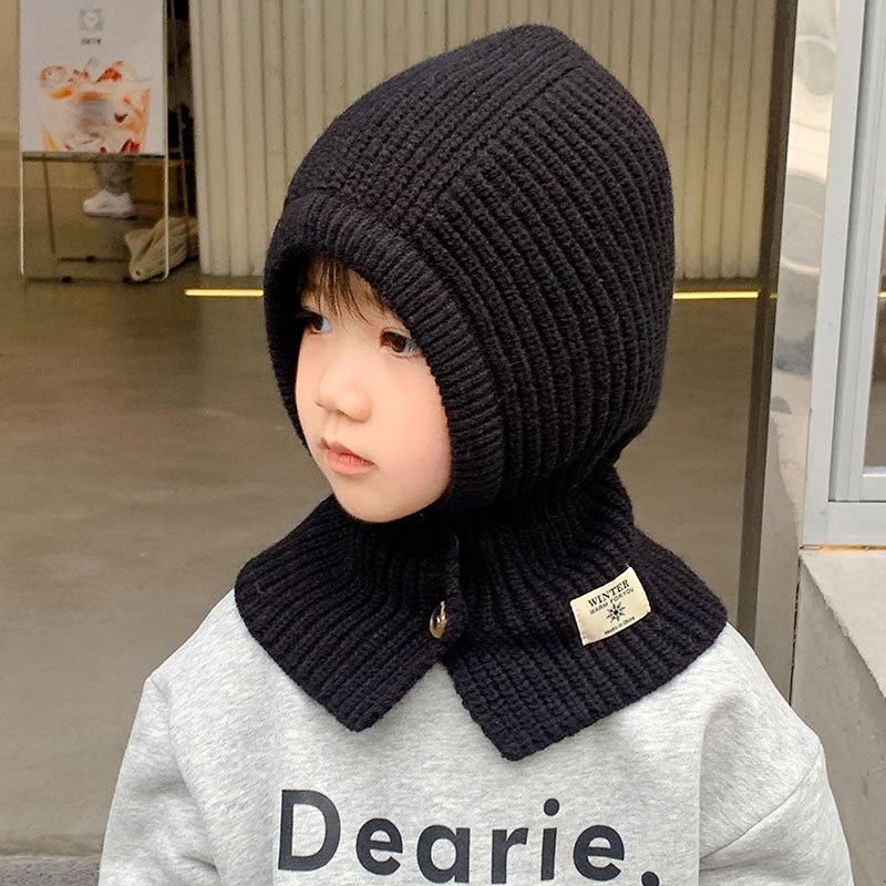 Women's Scarf Integrated Knitted Warm Hat Autumn and Winter Cold Gloves Outdoor One-piece Children's Wool Cape Hat