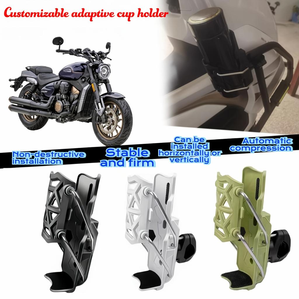 Adaptive Water Cup Holder for Motorcycles & Electric Vehicles - Rotatable Foldable Bumper Mount Bike Motorcycle Water Bottle Cag