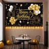 Черный Золотой С Днем Рождения Фон 180*110 см День Рождения Баннер Украшения Дома Фото Фон Подвесная Ткань Новинка