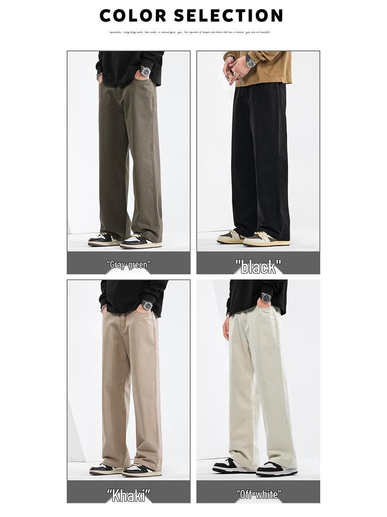 Mingge 2025 Мужские брюки свободного кроя с прямыми штанинами на весну/лето - Модные, однотонные, повседневные и универсальные.
