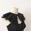 Girls Ruffled Decorative Collar Elegant Pleated Shawl Scarf Casual Detachable Layered Ribbon Tie False Collar Sweater