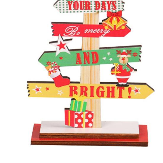 Рождественская елка, украшение для рабочего стола, устойчивое основание из цельного дерева, указательный столб, Лось, снеговик, снежинка, многоразовый праздник, рождественский орнамент для стола, товары для вечеринок, подарок