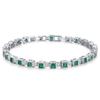 Vintage 925 Sterling Silver Emerald Gemstone Bangle Charm Wedding Cocktail Bracelet Fine Jewelry